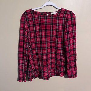 Cute Red Plaid Loft Blouse